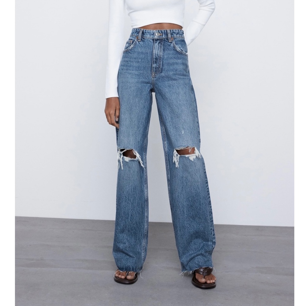 ZARA wide leg full length jeans. never worn size 4
